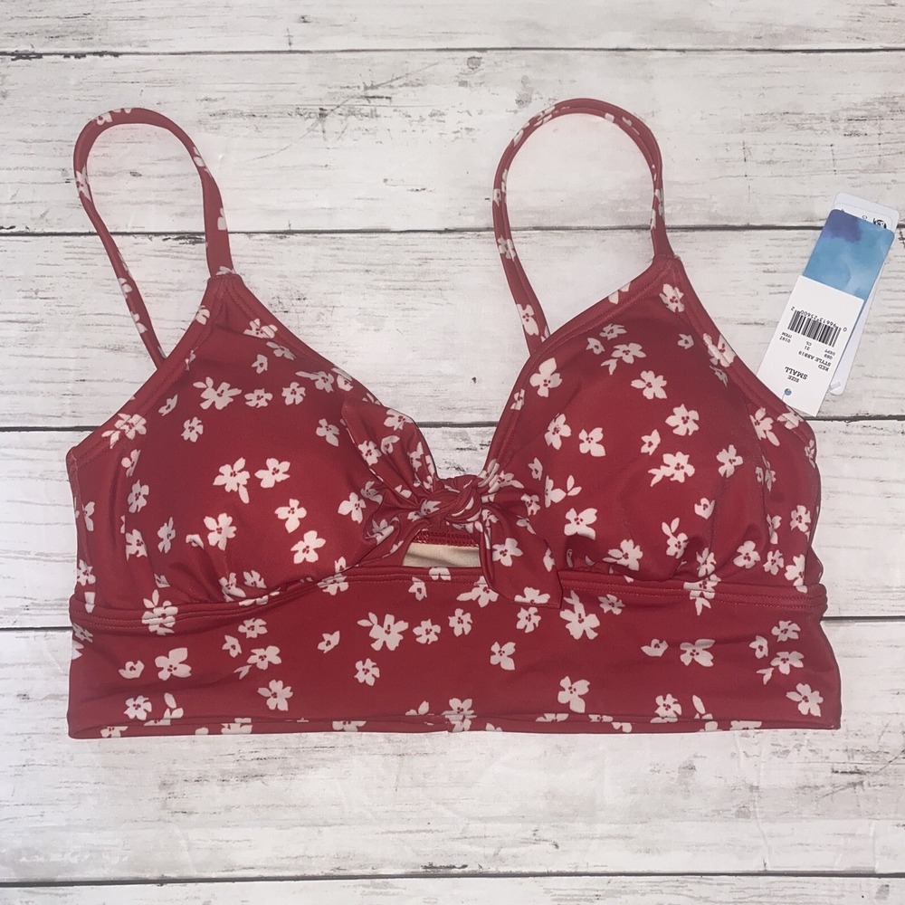 Beach Betty Bikini Top Womens Small Red Floral Swim Removable Pads‎ Target NEW S